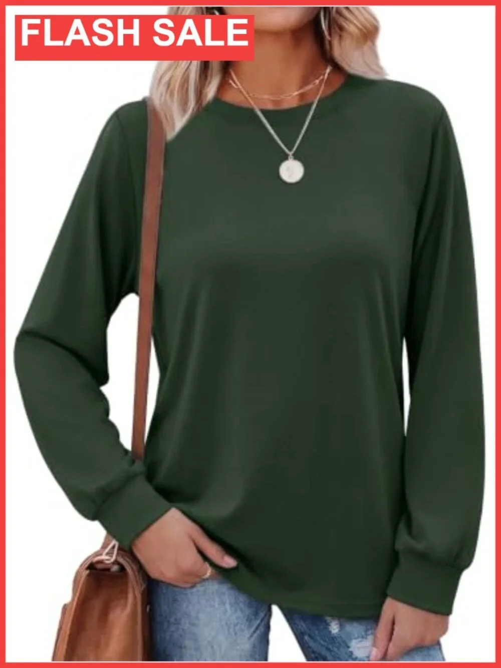 Women's Crewneck Long Sleeve Pullover Sweatshirt Thermal Knit Relaxed Fit_2